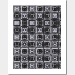 Abstract Black and Grey Squares Posters and Art